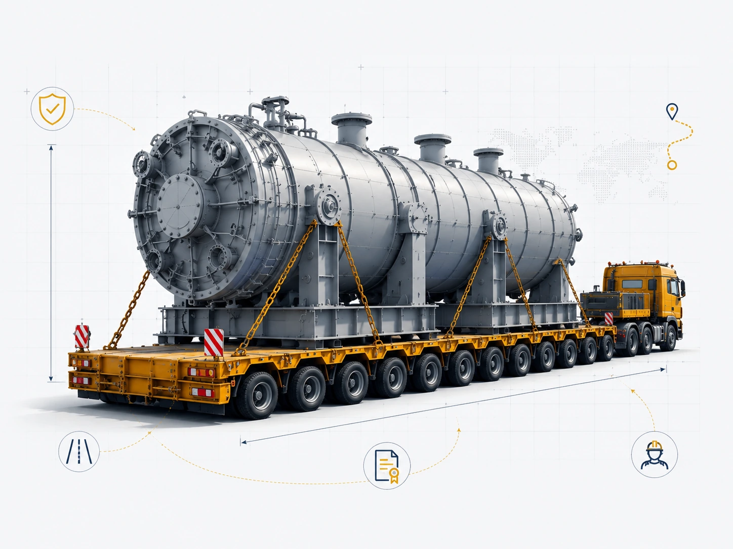 Перевозка крупногабаритного промышленного груза на специализированном многоосном трале